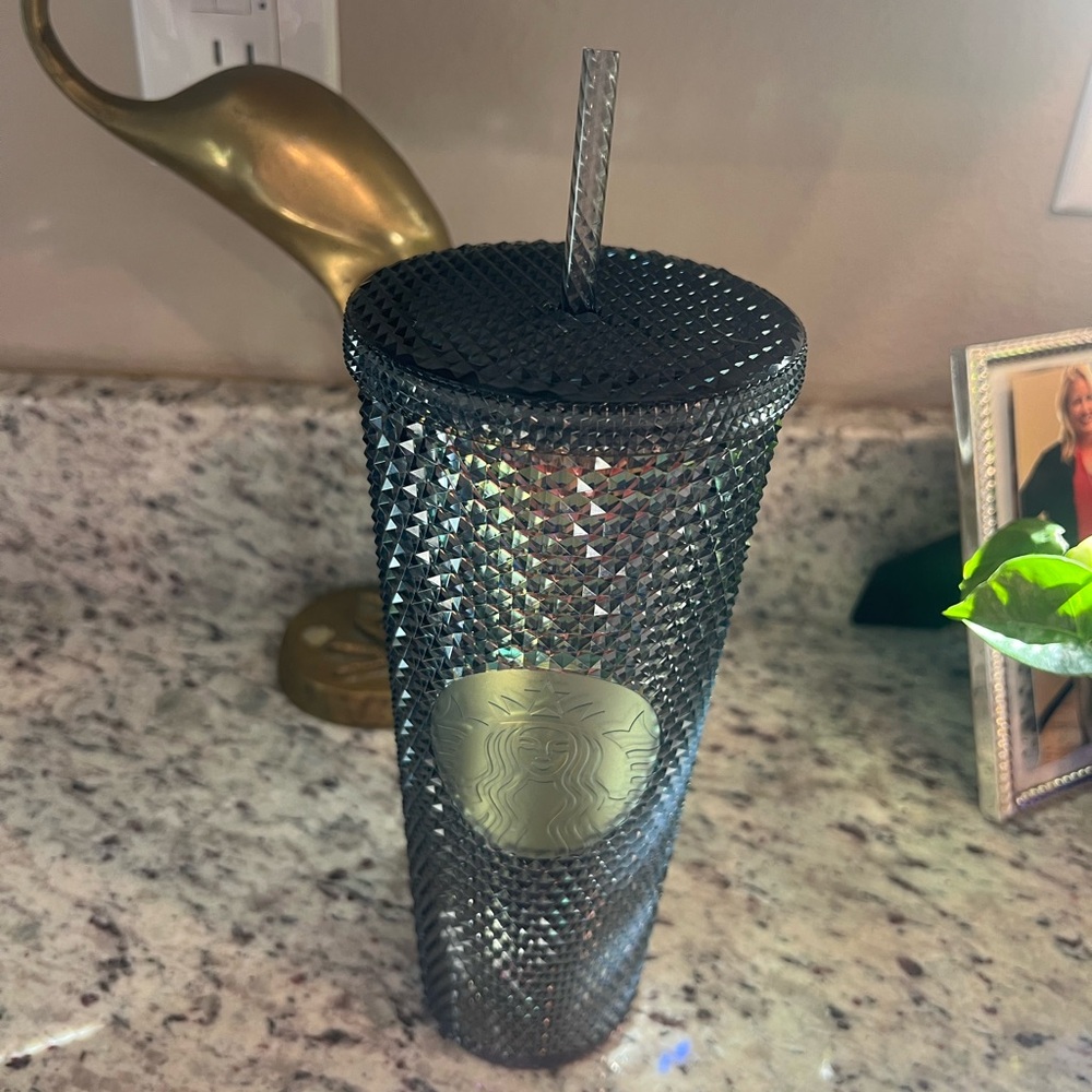 Starbucks Fall Black‎ Iridescent Studded Textured Cold Cup Tumbler 24oz